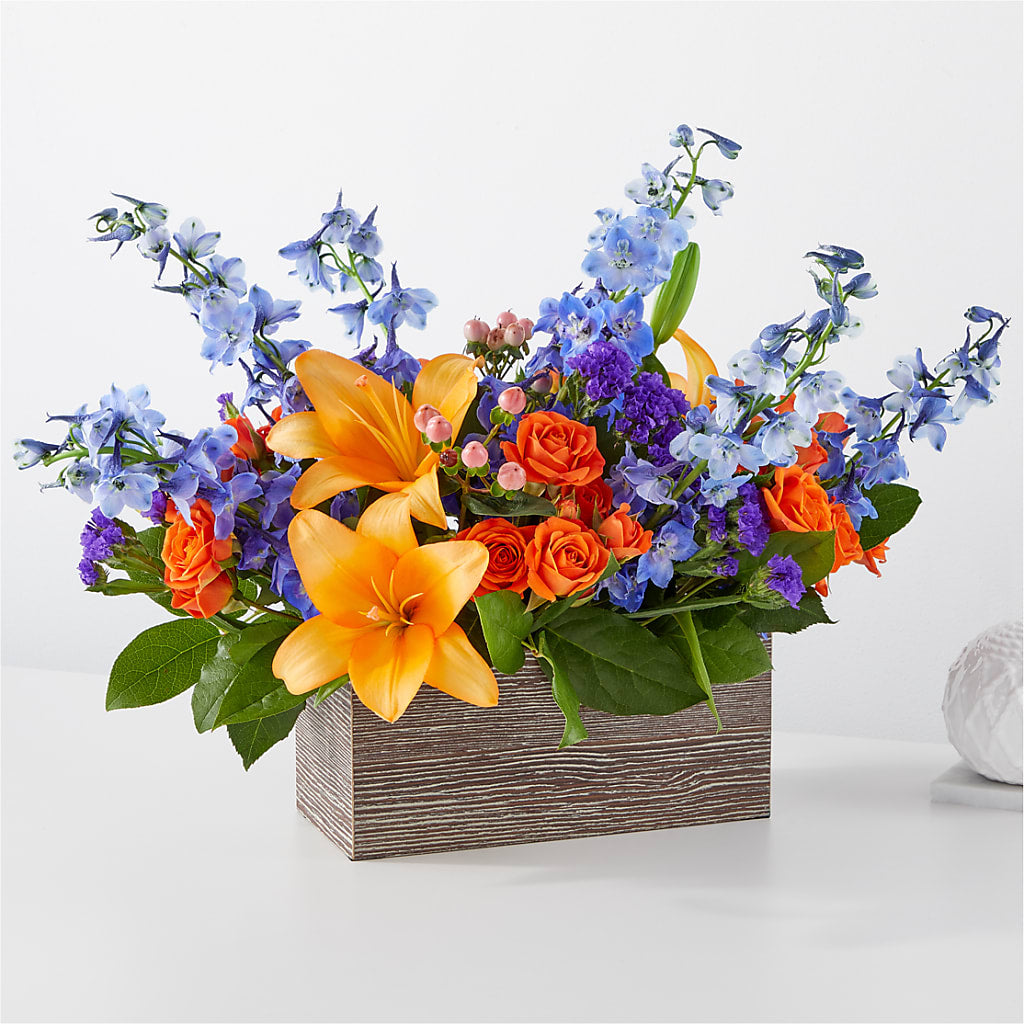 Radiant Citrus Box Bouquet – Flowers In Spring Llc, Lynchburg VA
