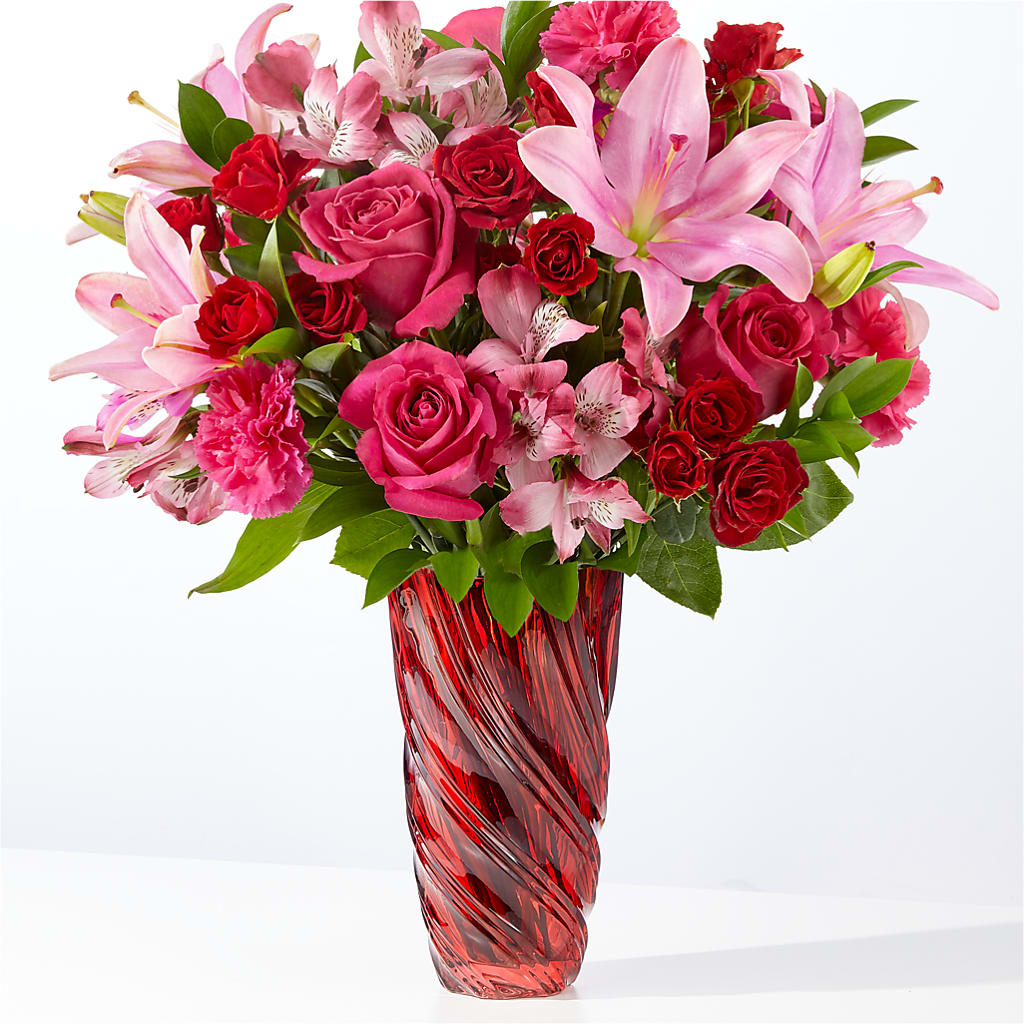 In Love Bouquet with Luxe Swirl Vase – Flowers In Spring Llc, Lynchburg VA
