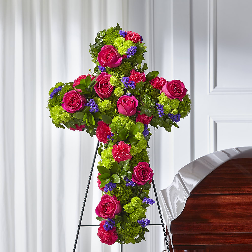 Tribute Rose Floral Cross – Flowers In Spring Llc, Lynchburg VA