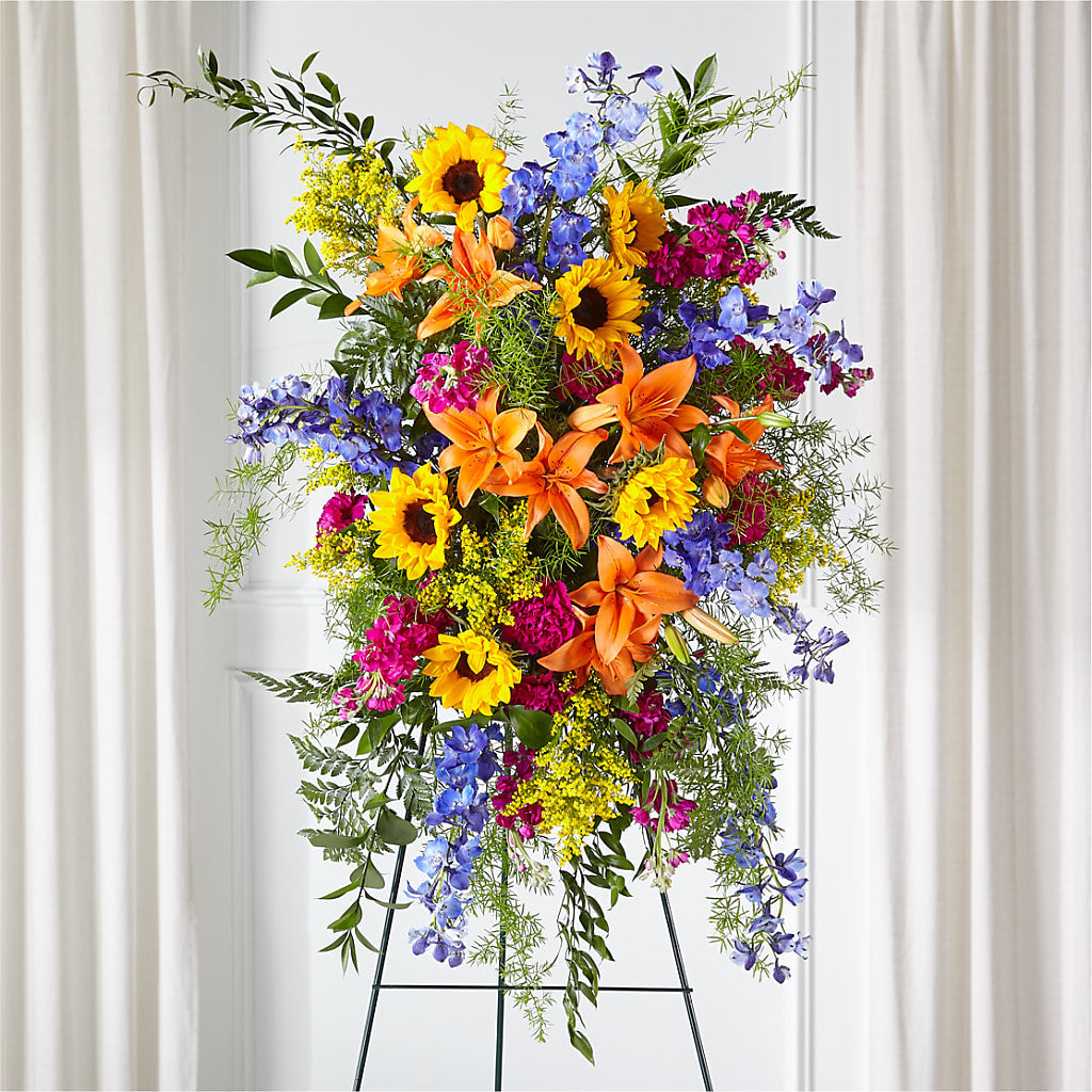 Sunlit Memories Standing Spray (Standard) – Flowers In Spring Llc, Lynchburg VA
