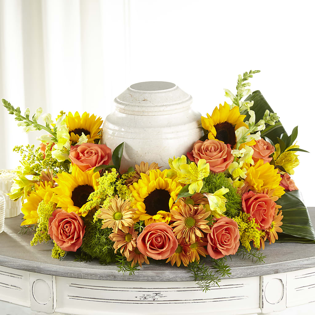 Faithful Sunflower Cremation Adornment – Flowers In Spring Llc, Lynchburg VA