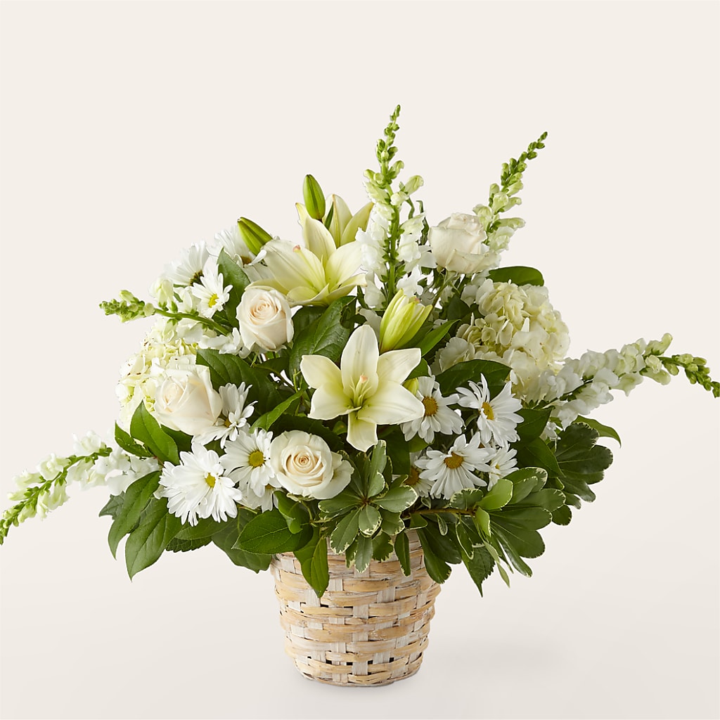 Ivory Elegance Floral Basket – Flowers In Spring Llc, Lynchburg VA