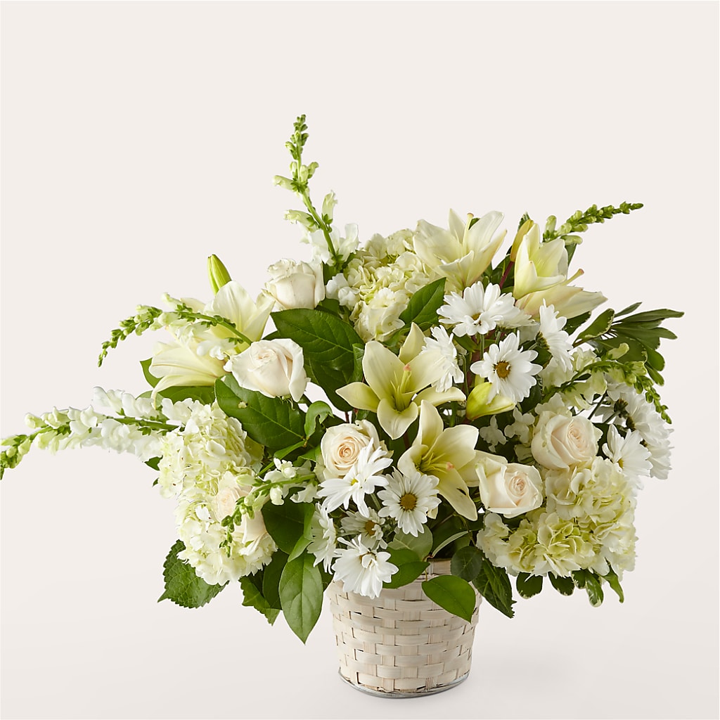 Ivory Elegance Floral Basket – Flowers In Spring Llc, Lynchburg VA
