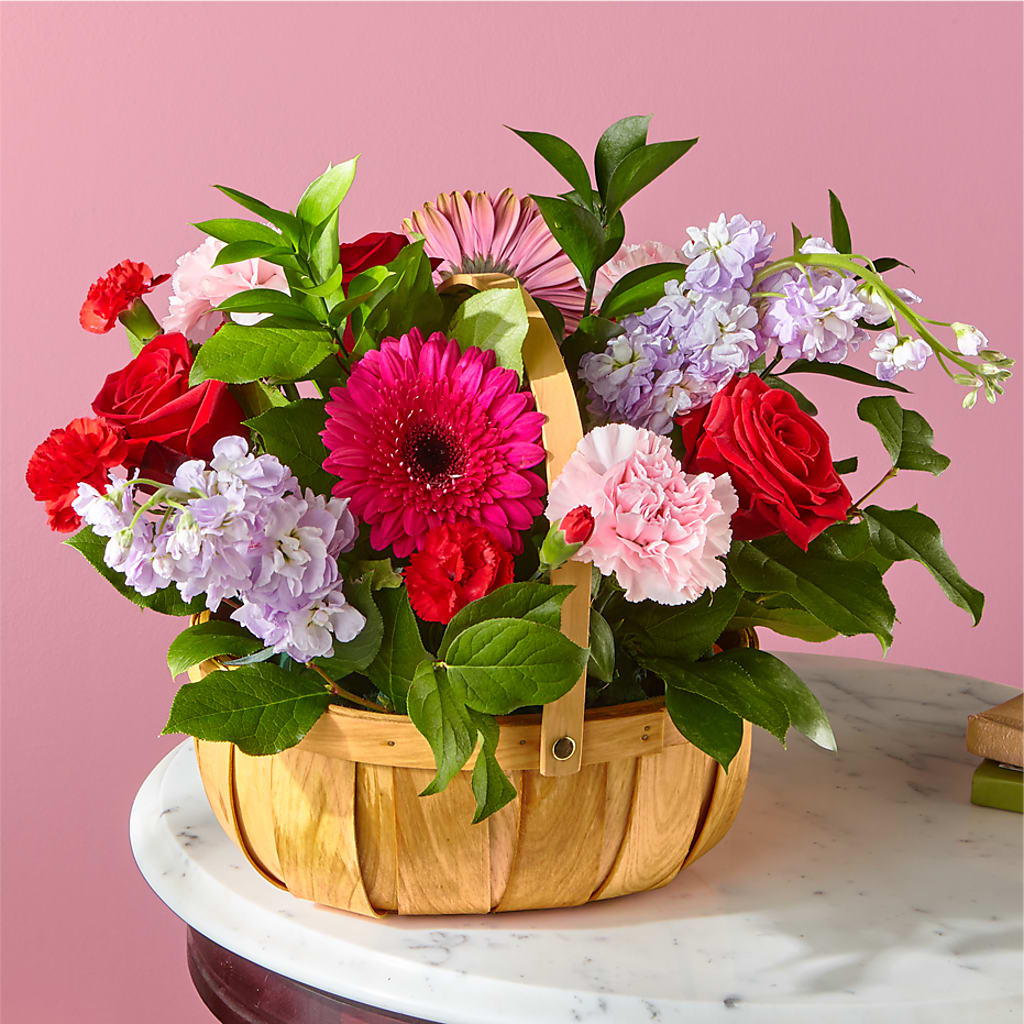 Pink Picnic Basket – Flowers In Spring Llc, Lynchburg VA