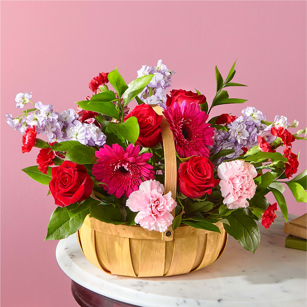 Pink Picnic Basket – Flowers In Spring Llc, Lynchburg VA