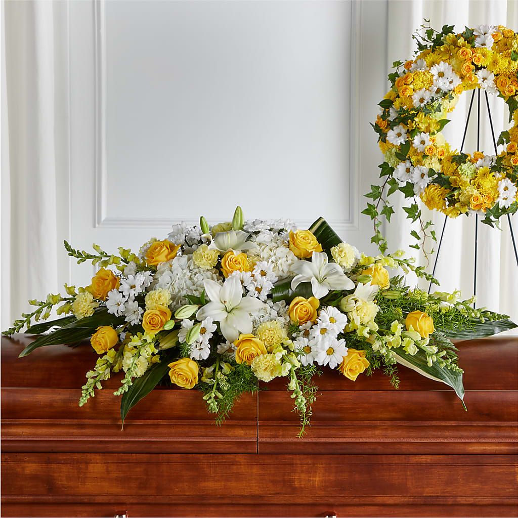 Golden Harmony Casket Spray – Flowers In Spring Llc, Lynchburg VA