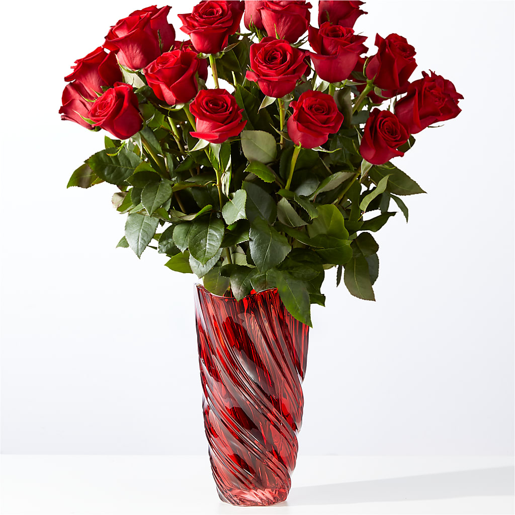 Classic Love Red Rose Bouquet with Luxe Swirl Vase – Flowers In Spring Llc, Lynchburg VA