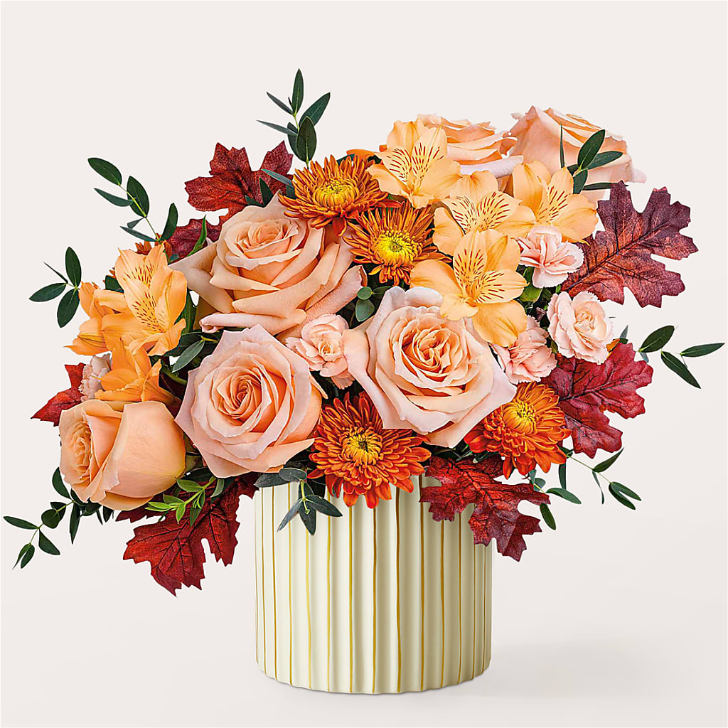 Spiced Latte Bouquet with Ivory Vase – Flowers In Spring Llc, Lynchburg VA