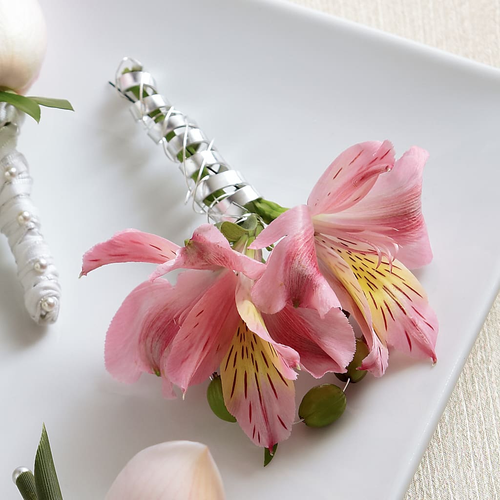 Pink Peruvian Lily Boutonniere – Flowers In Spring Llc, Lynchburg VA