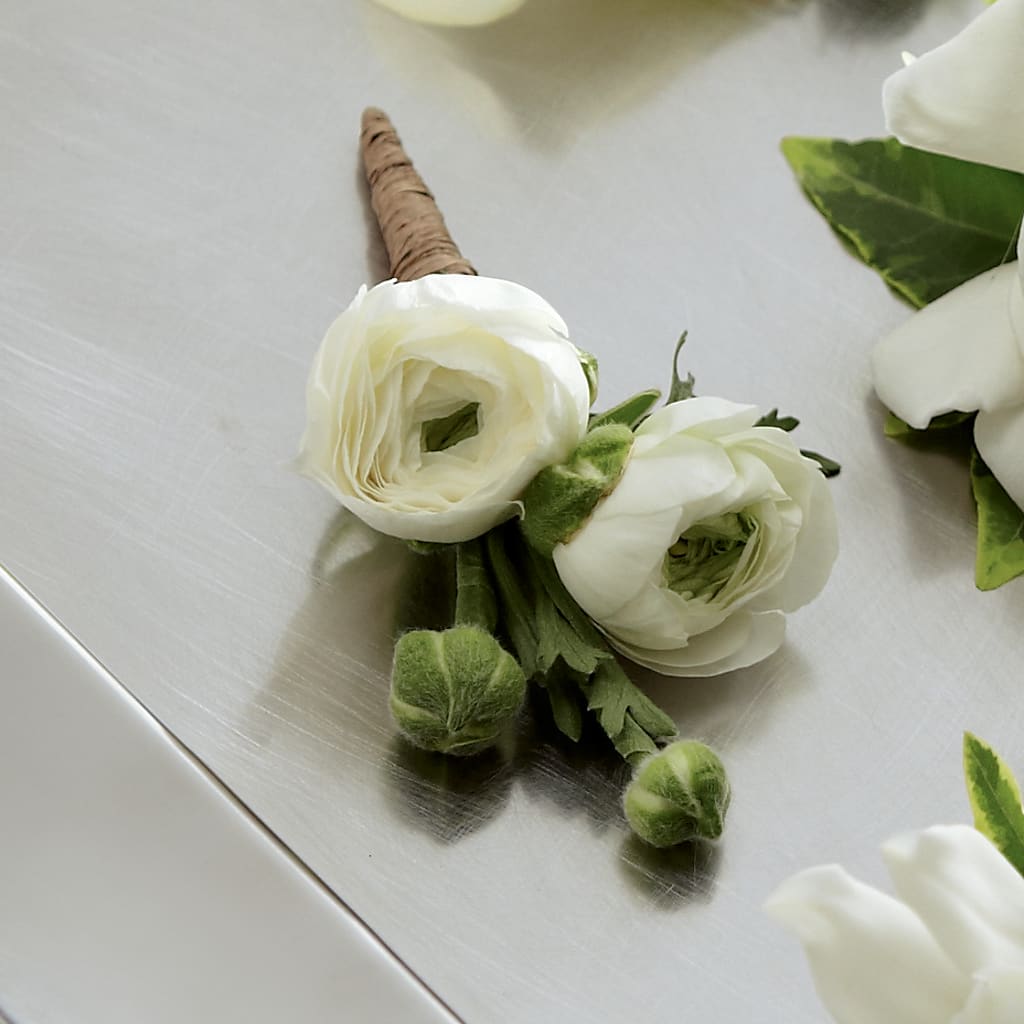 White Ranunculus Boutonniere – Flowers In Spring Llc, Lynchburg VA