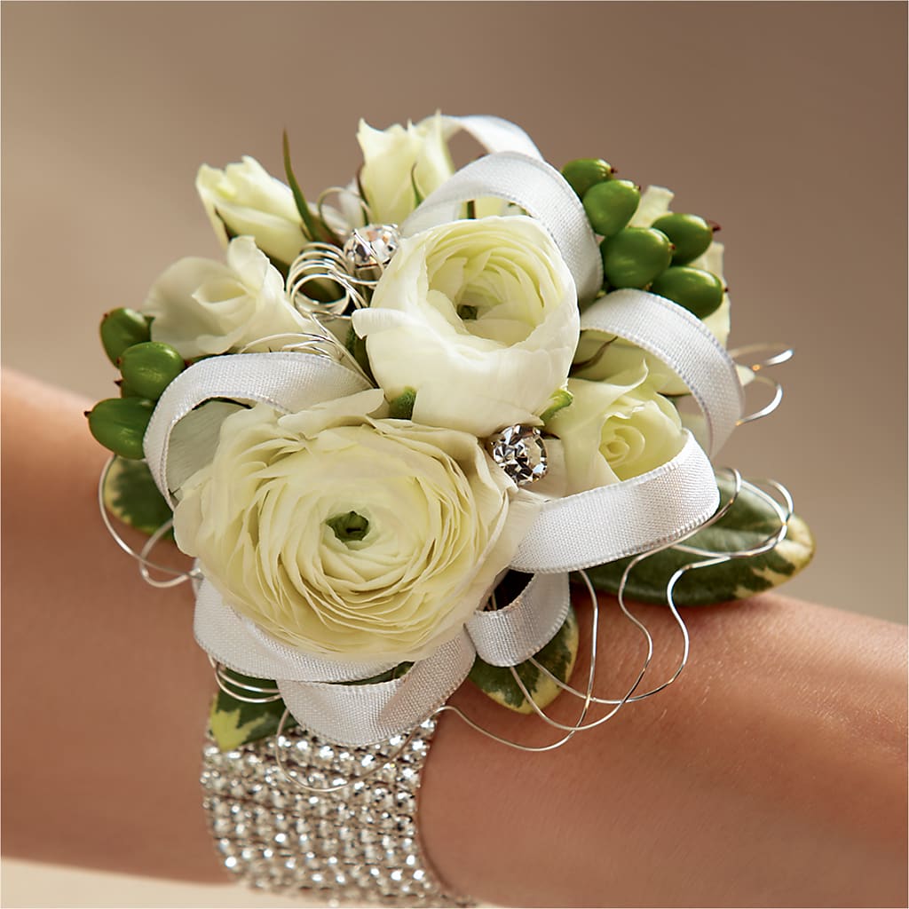 White Wedding Corsage – Flowers In Spring Llc, Lynchburg VA