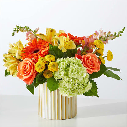 Autumn Sunshine Bouquet with Ivory Vase –  Flowers In Spring Llc, Lynchburg VA