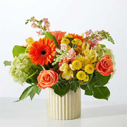 Autumn Sunshine Bouquet with Ivory Vase –  Flowers In Spring Llc, Lynchburg VA