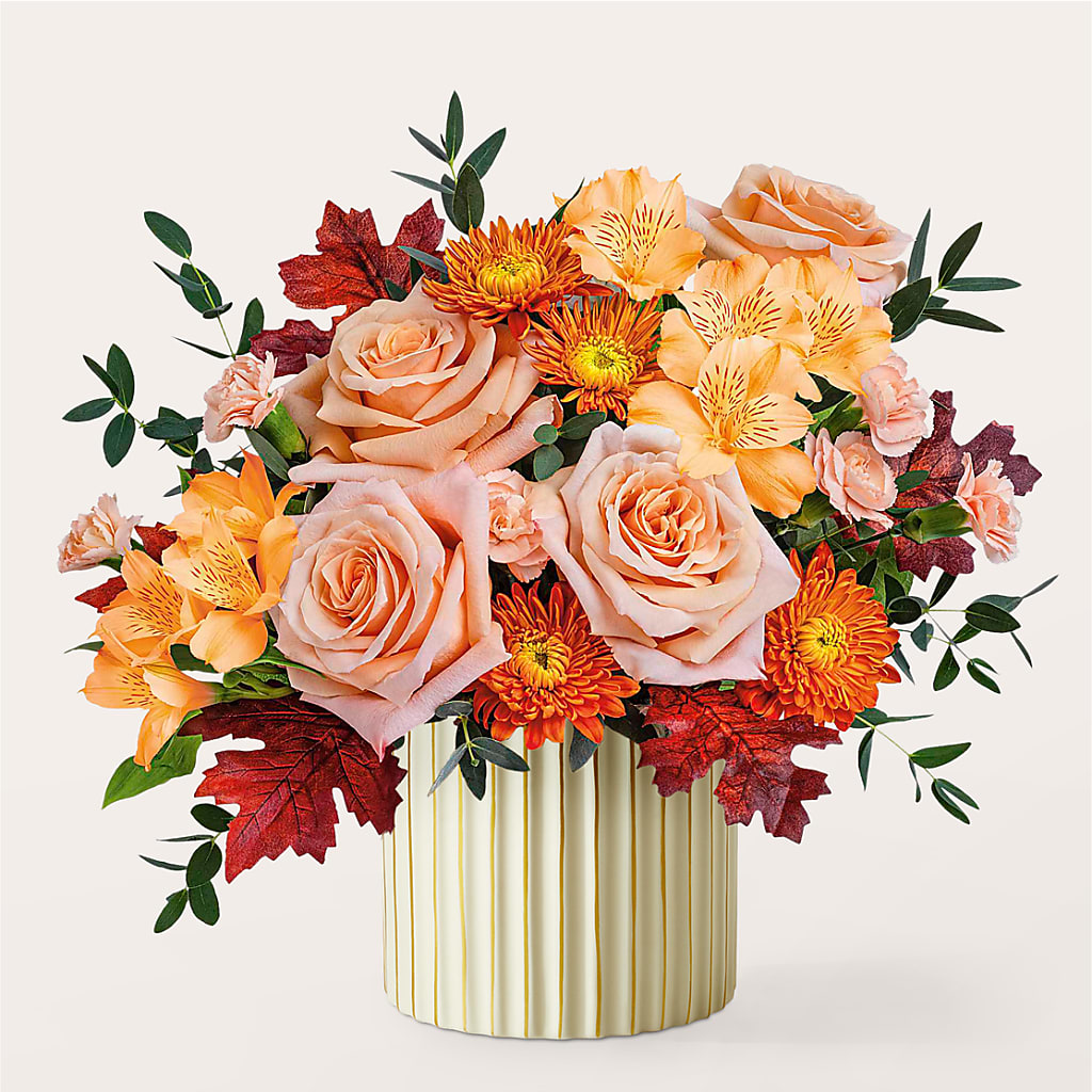Spiced Latte Bouquet with Ivory Vase –  Flowers In Spring Llc, Lynchburg VA
