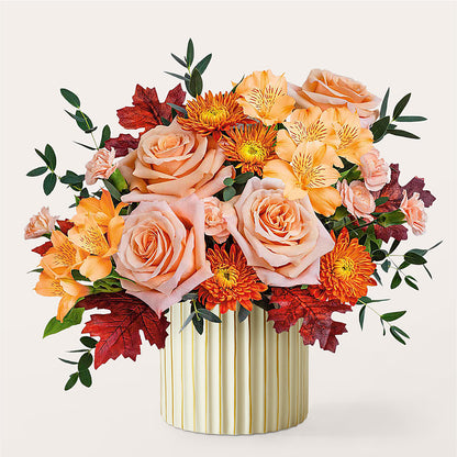 Spiced Latte Bouquet with Ivory Vase –  Flowers In Spring Llc, Lynchburg VA